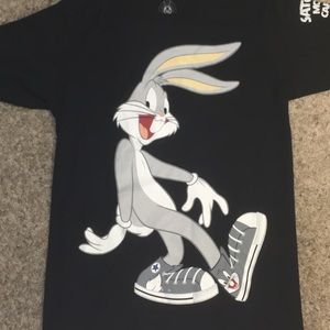 Bugs Bunny Mens Sz S Black Tee Front & Back Print